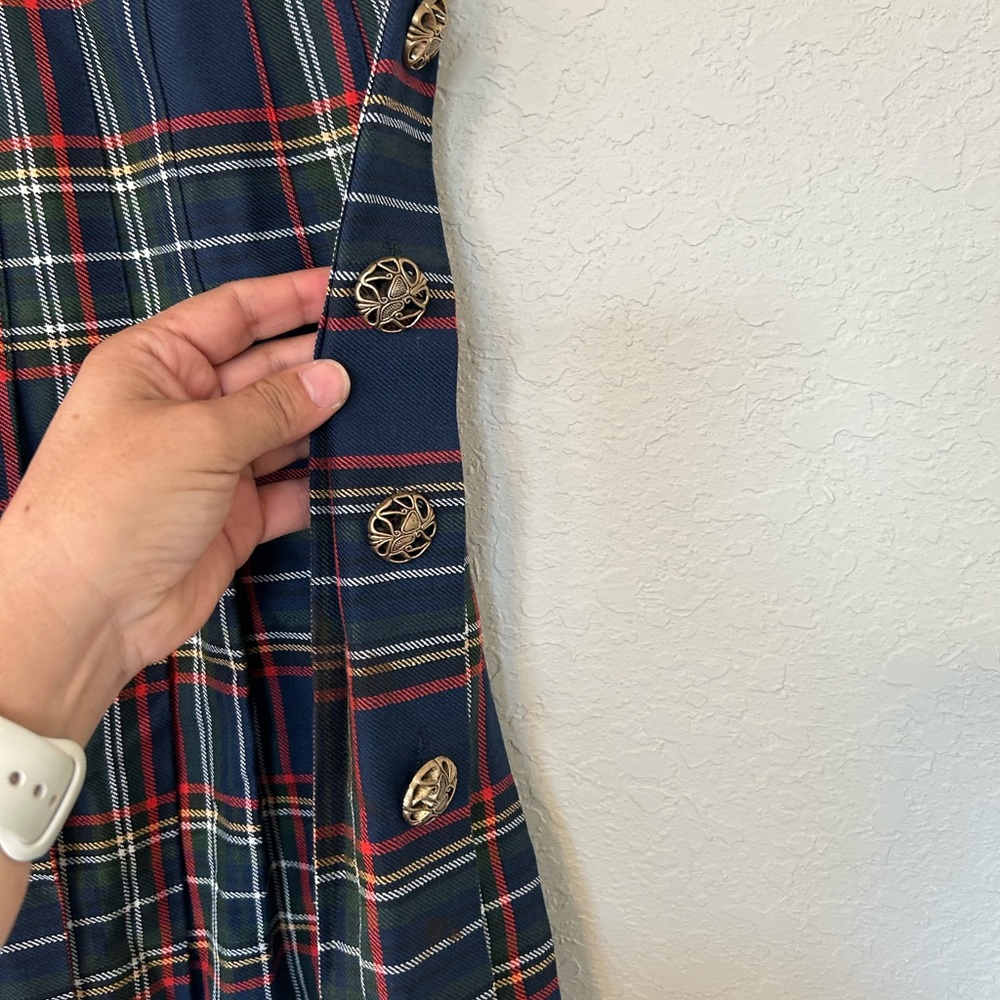 Vintage Dark Academia Plaid Pleated Skirt, Preppy Schoolgirl Mini Skirt - Picture 3 of 7